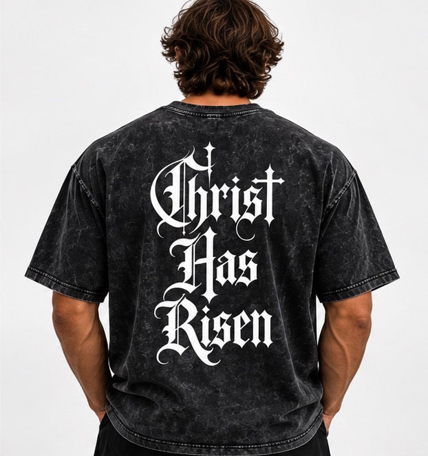 “Christ has risen” Mineral Wash Boxy Cotton T-Shirt