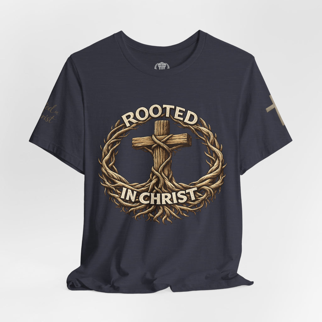 Rooted in Christ Cross Tee — Christian Faith T-Shirt