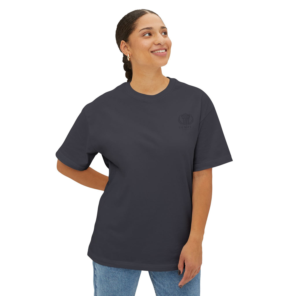 Faith Over Fear Tee — Cross & Lion Logo Oversized Boxy Shirt