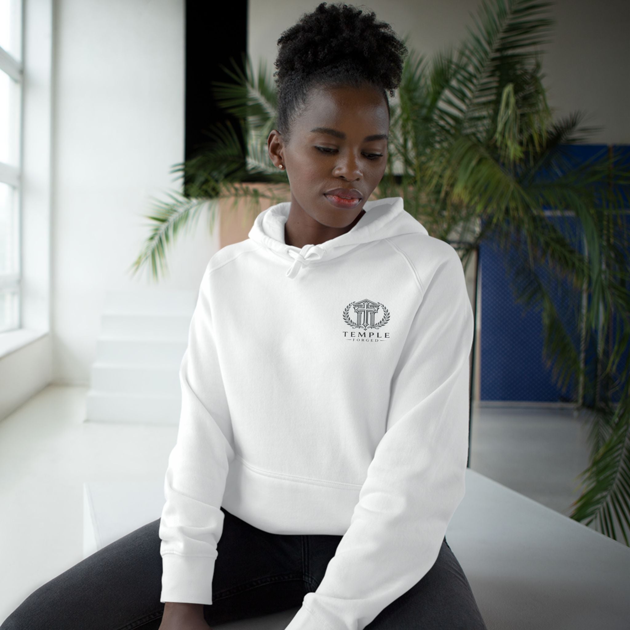 No Weapon Formed Against Me Hoodie — Black Logo Angel Back Graphic