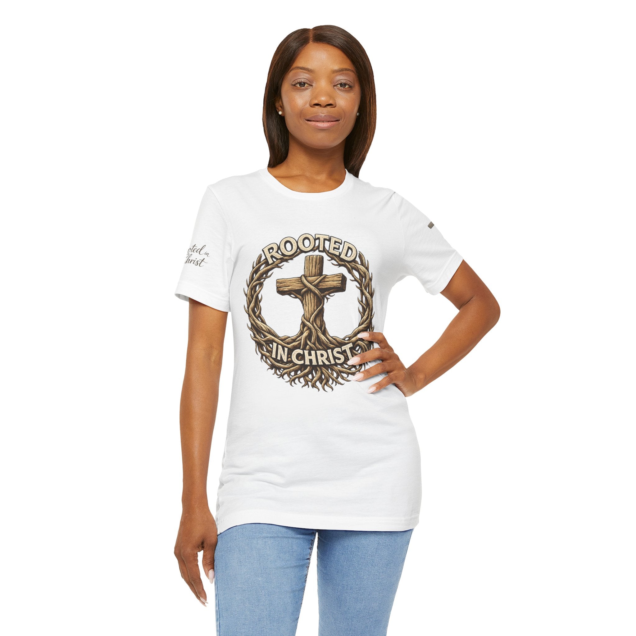 Rooted in Christ Cross Tee — Christian Faith T-Shirt