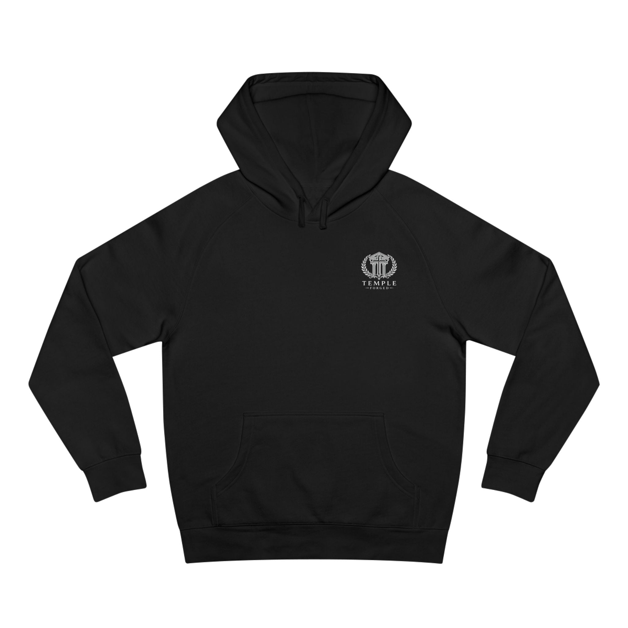 No Weapon Formed Against Me Hoodie — Black Logo Angel Back Graphic