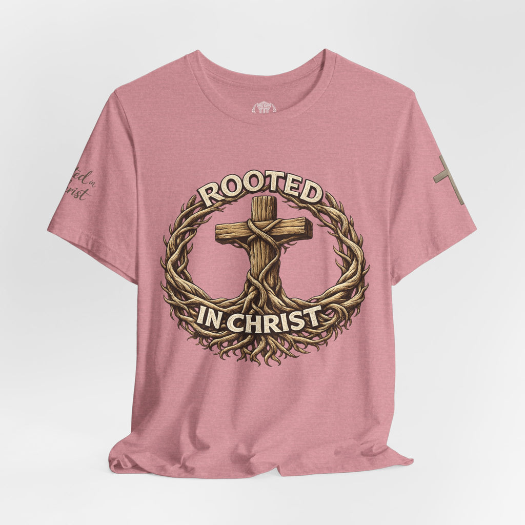 Rooted in Christ Cross Tee — Christian Faith T-Shirt