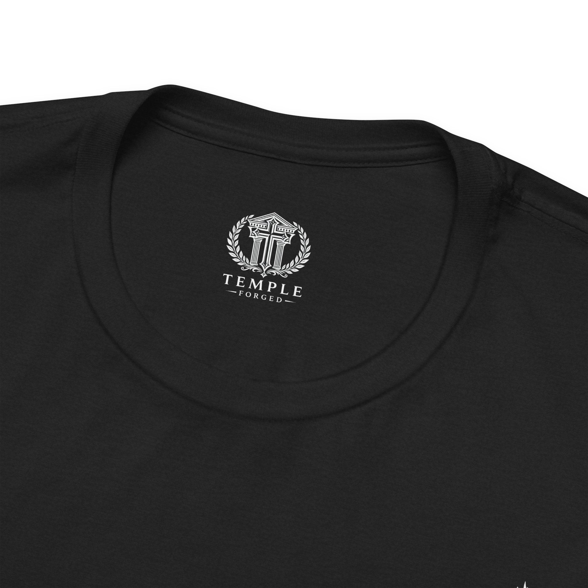 Faith Cross Tee — Vertical "Jesus" Back Graphic Christian T‑Shirt