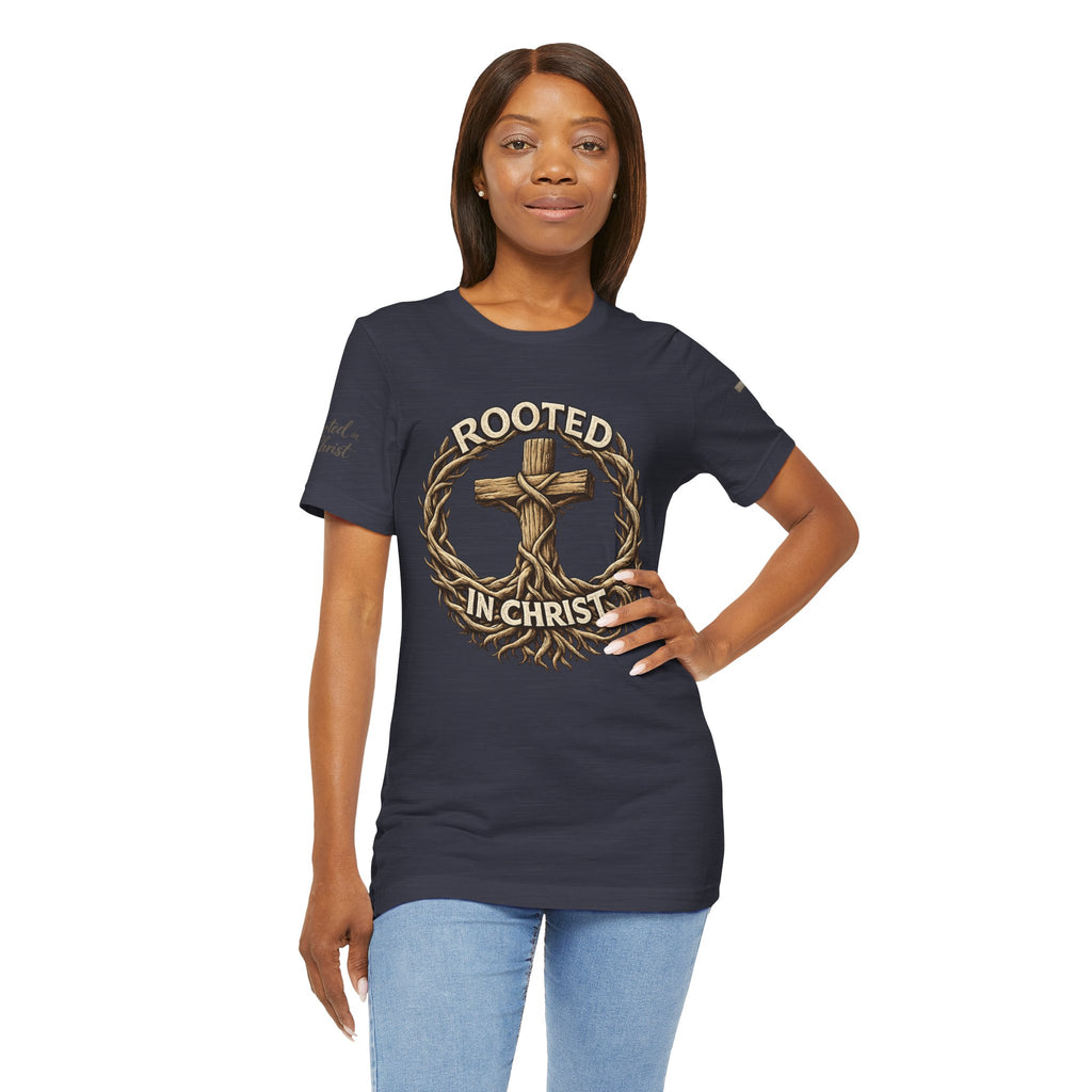Rooted in Christ Cross Tee — Christian Faith T-Shirt