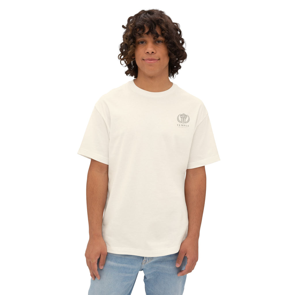 Faith Over Fear Tee — Cross & Lion Logo Oversized Boxy Shirt