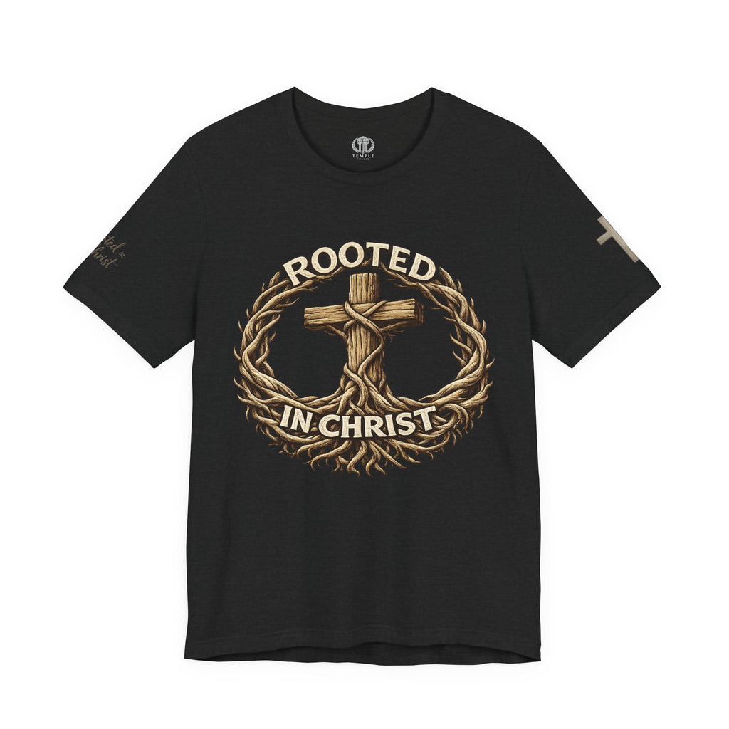 Rooted in Christ Cross Tee — Christian Faith T-Shirt