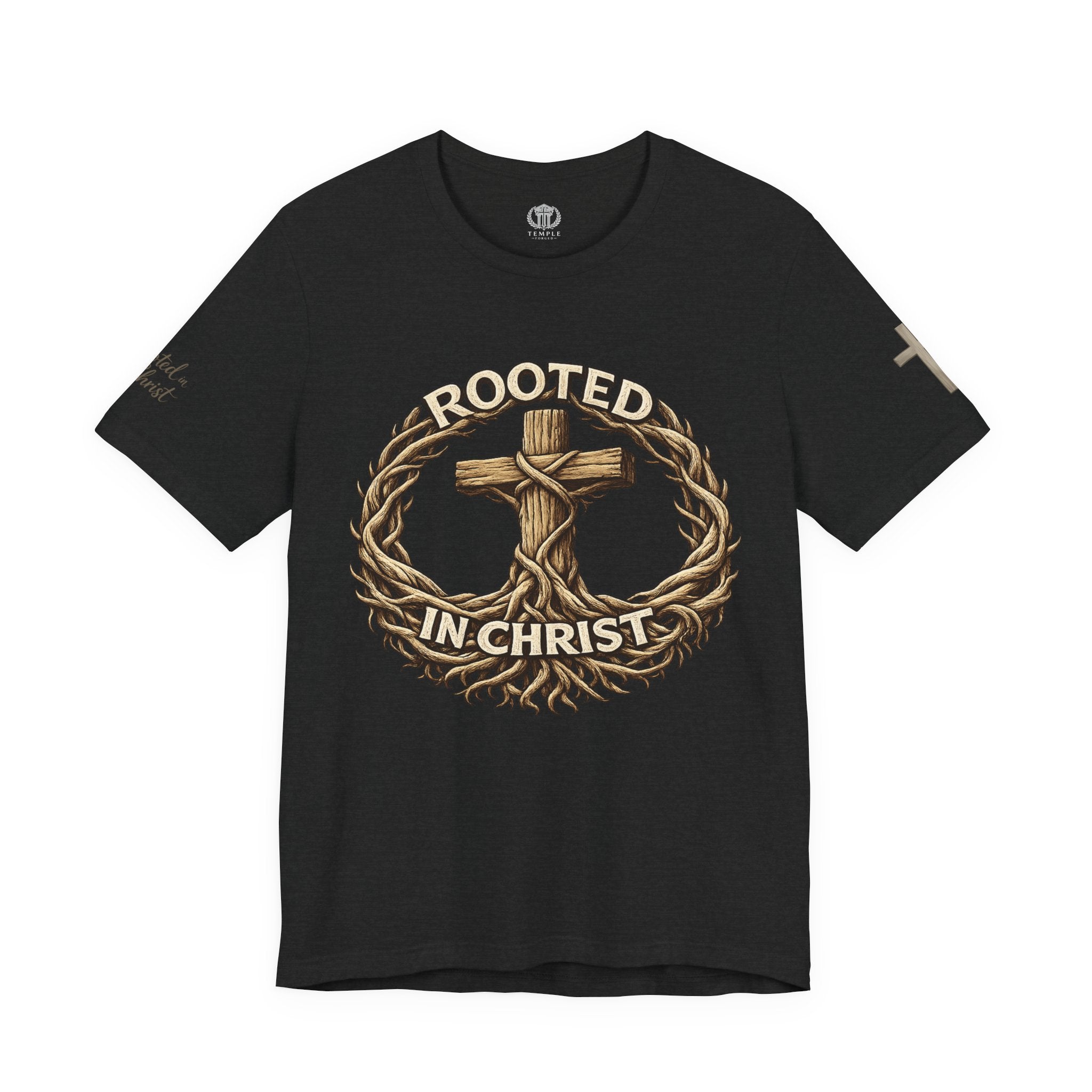 Rooted in Christ Cross Tee — Christian Faith T-Shirt