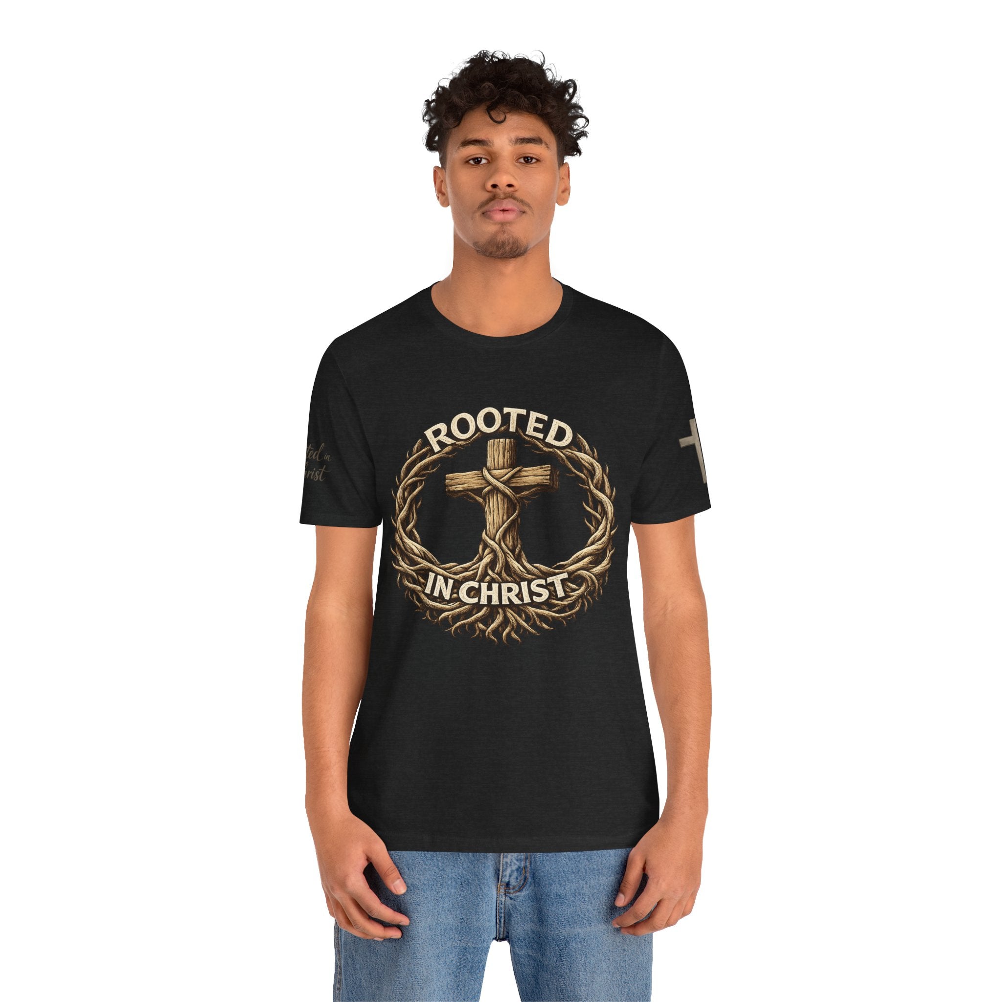 Rooted in Christ Cross Tee — Christian Faith T-Shirt