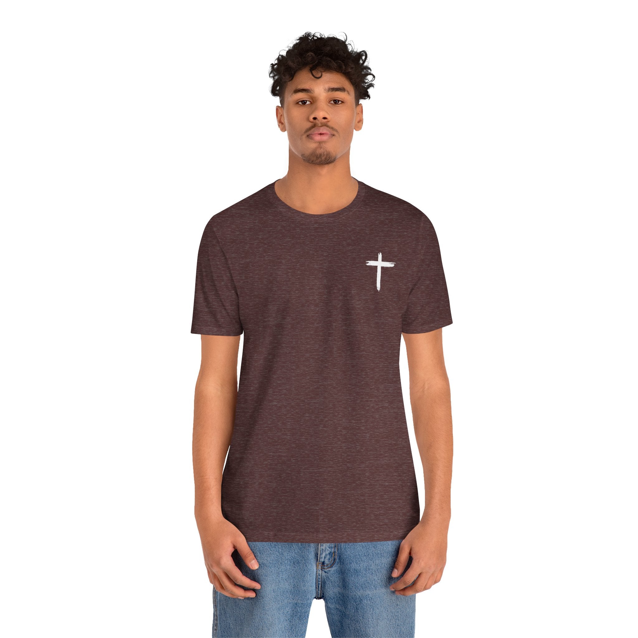 Faith Cross Tee — Vertical "Jesus" Back Graphic Christian T‑Shirt