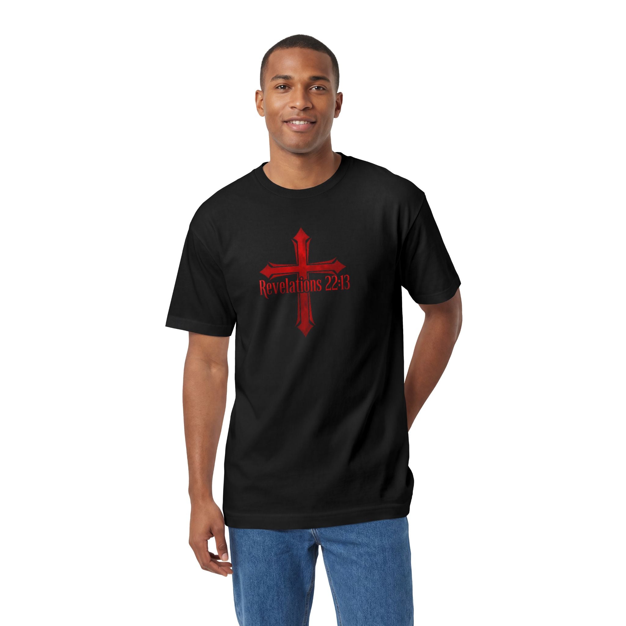Revelations 22:13 Cross Tee — Revelations Knight Christian Graphic T-Shirt
