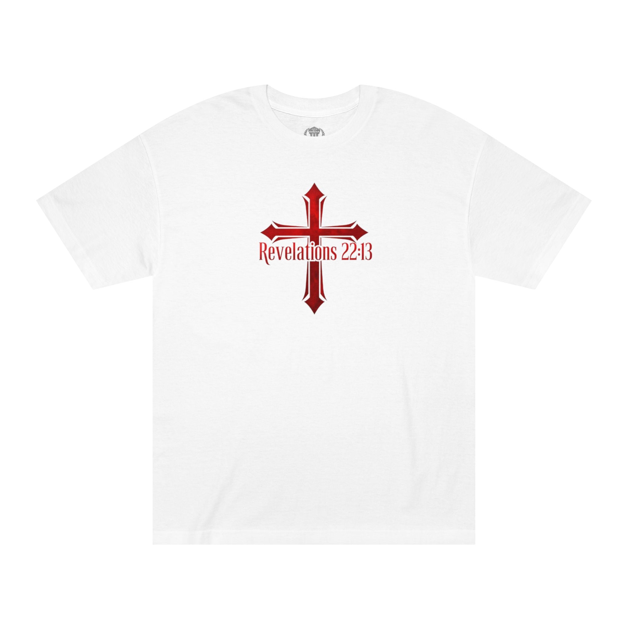 Revelations 22:13 Cross Tee — Revelations Knight Christian Graphic T-Shirt