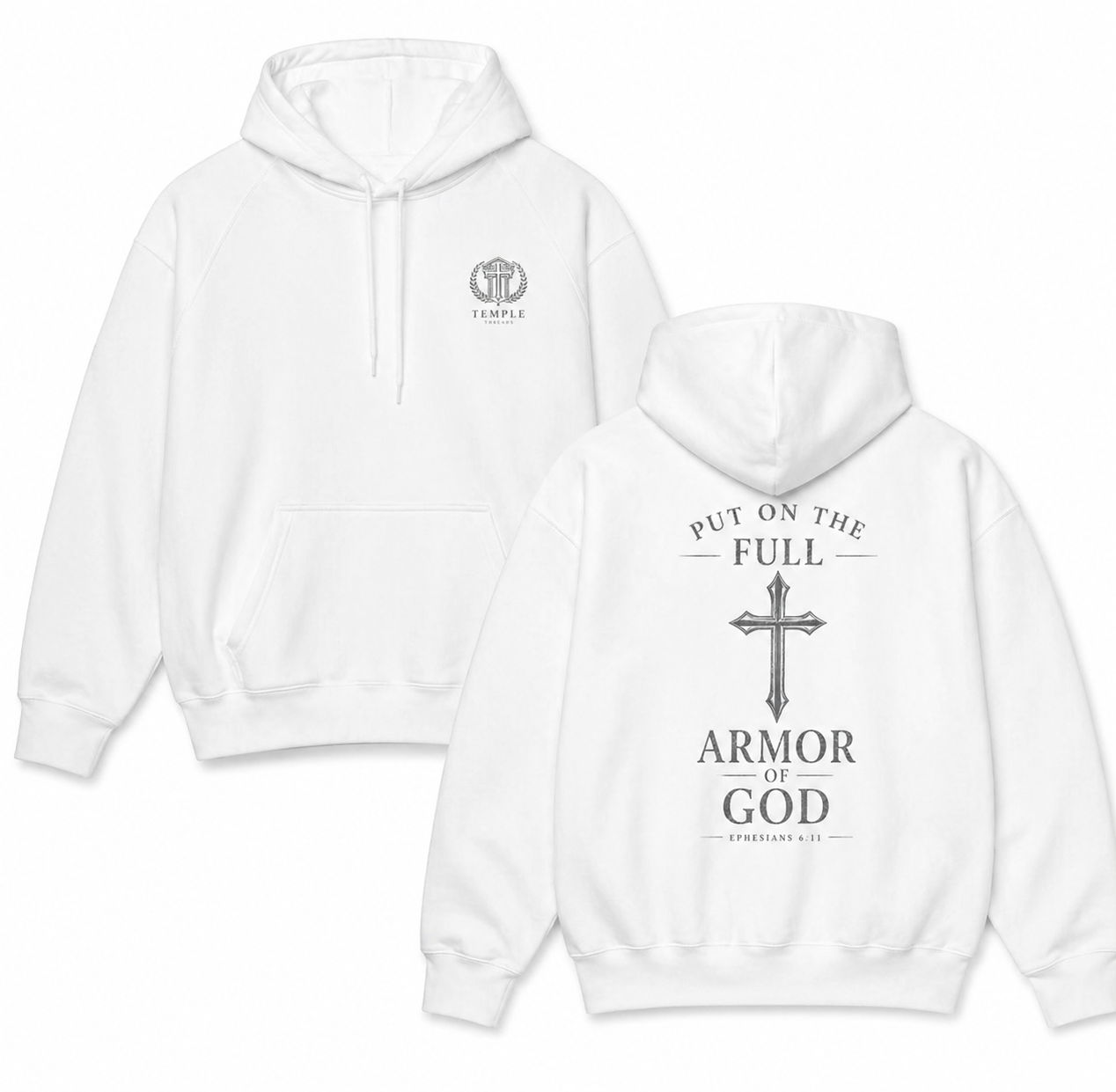 Armor of God Hoodie — Christian Cross Faith Pullover ("Put On The Full Armor of God")