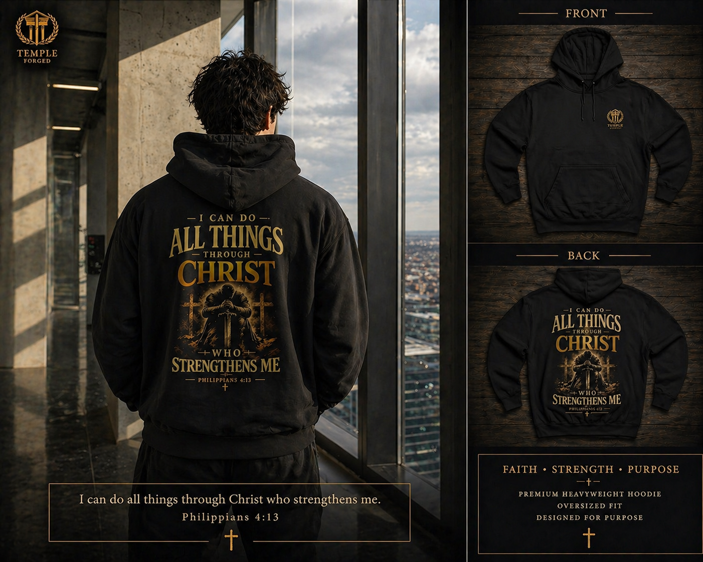 Faith Hoodie — "I Can Do All Things Through Christ" Christian Pullover