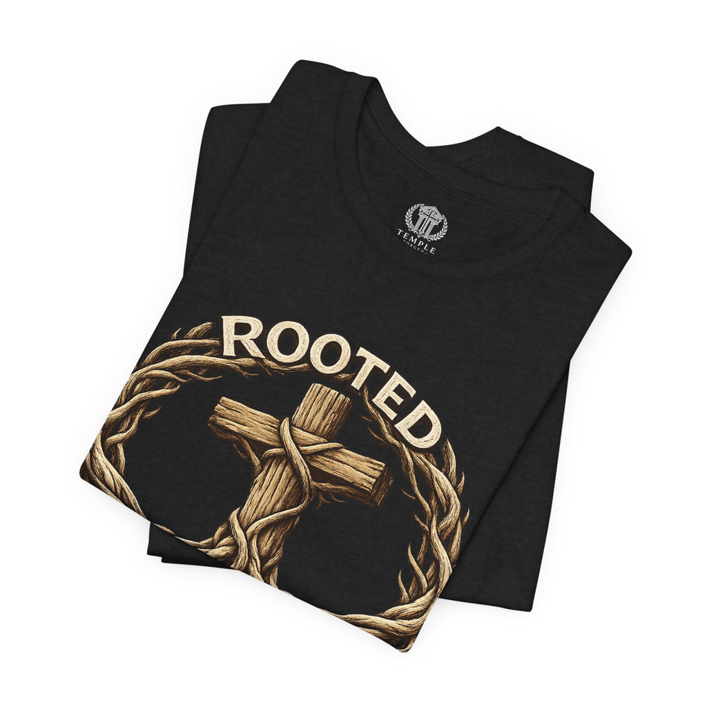 Rooted in Christ Cross Tee — Christian Faith T-Shirt