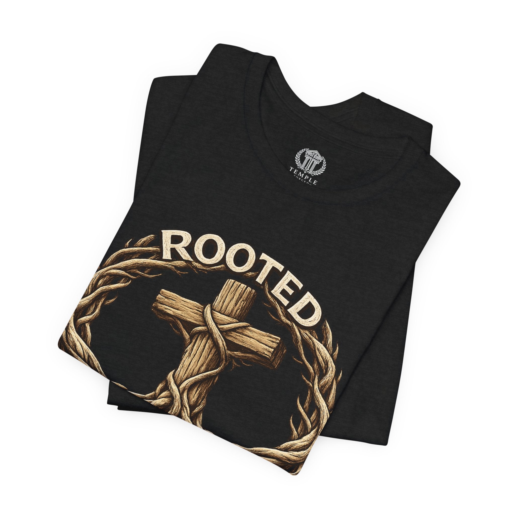Rooted in Christ Cross Tee — Christian Faith T-Shirt