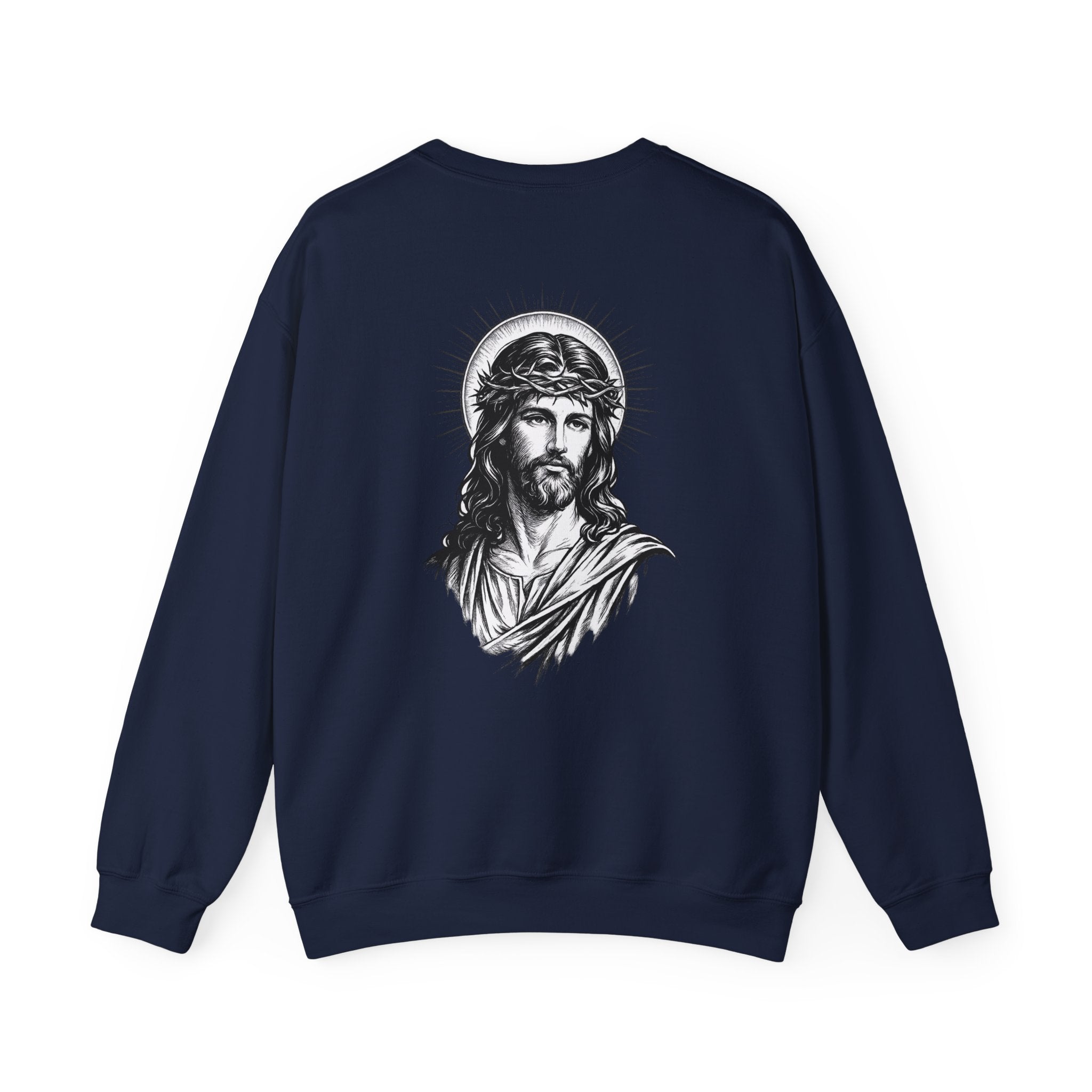 Jesus Portrait Crewneck Sweatshirt — Sacred Halo Graphic