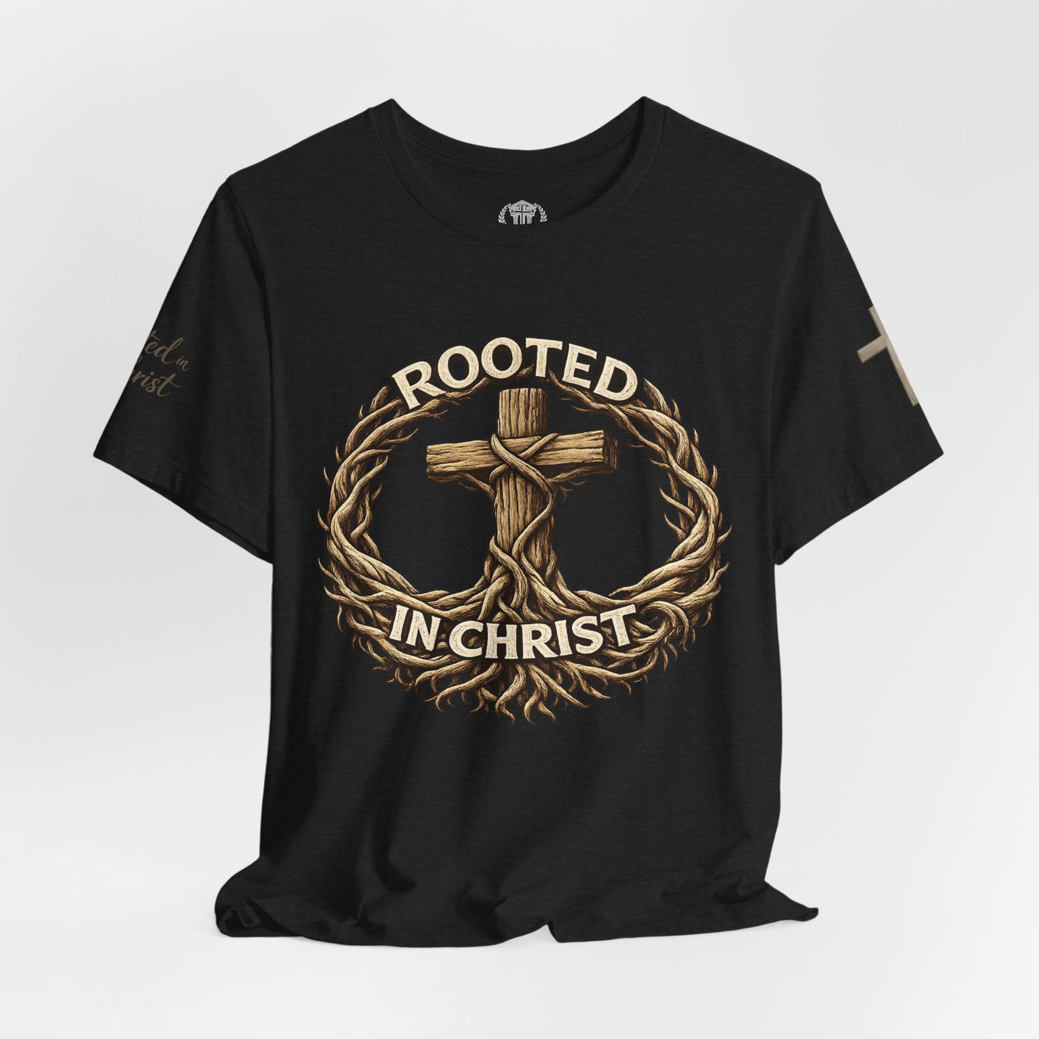 Rooted in Christ Cross Tee — Christian Faith T-Shirt