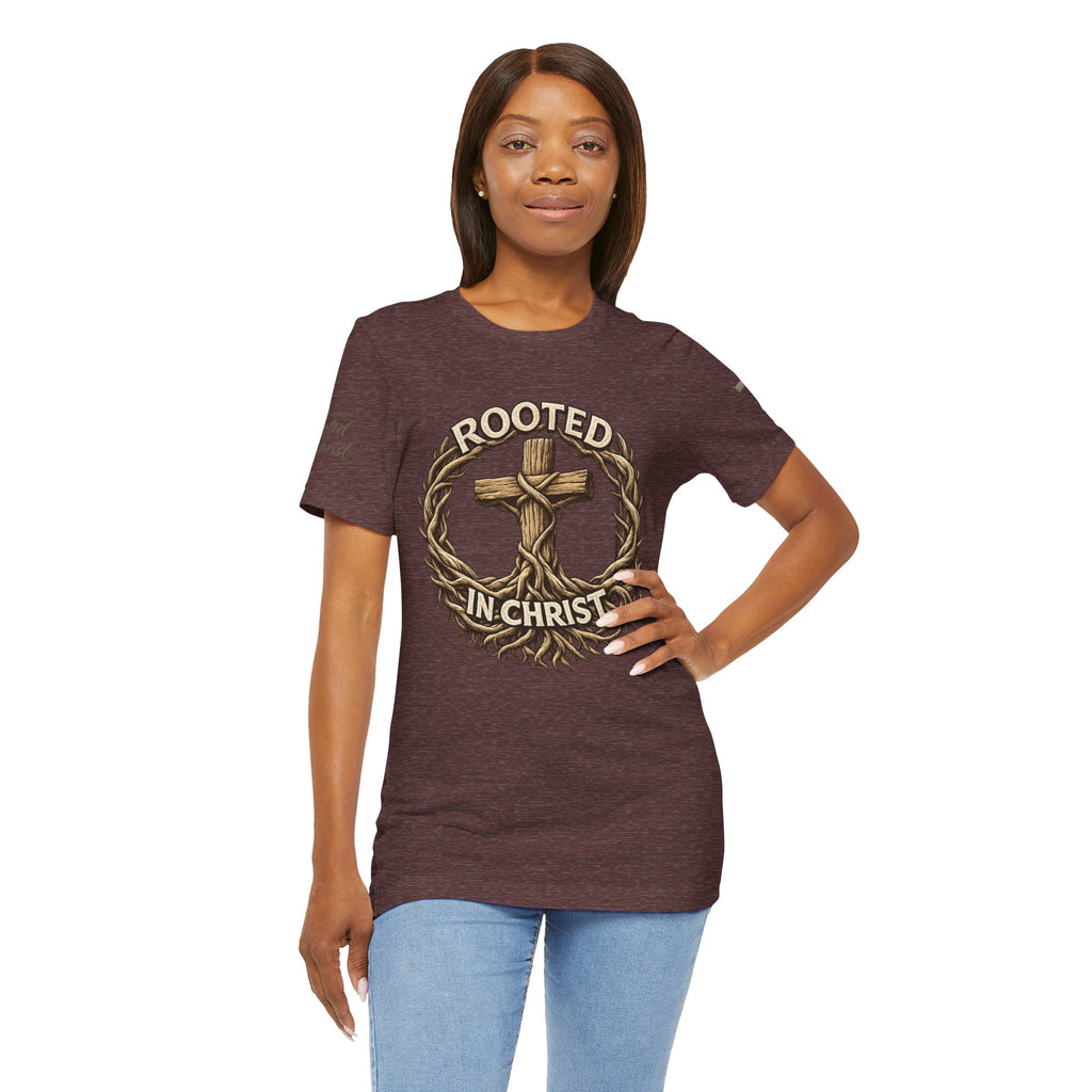 Rooted in Christ Cross Tee — Christian Faith T-Shirt