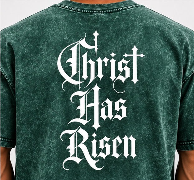 “Christ has risen” Mineral Wash Boxy Cotton T-Shirt