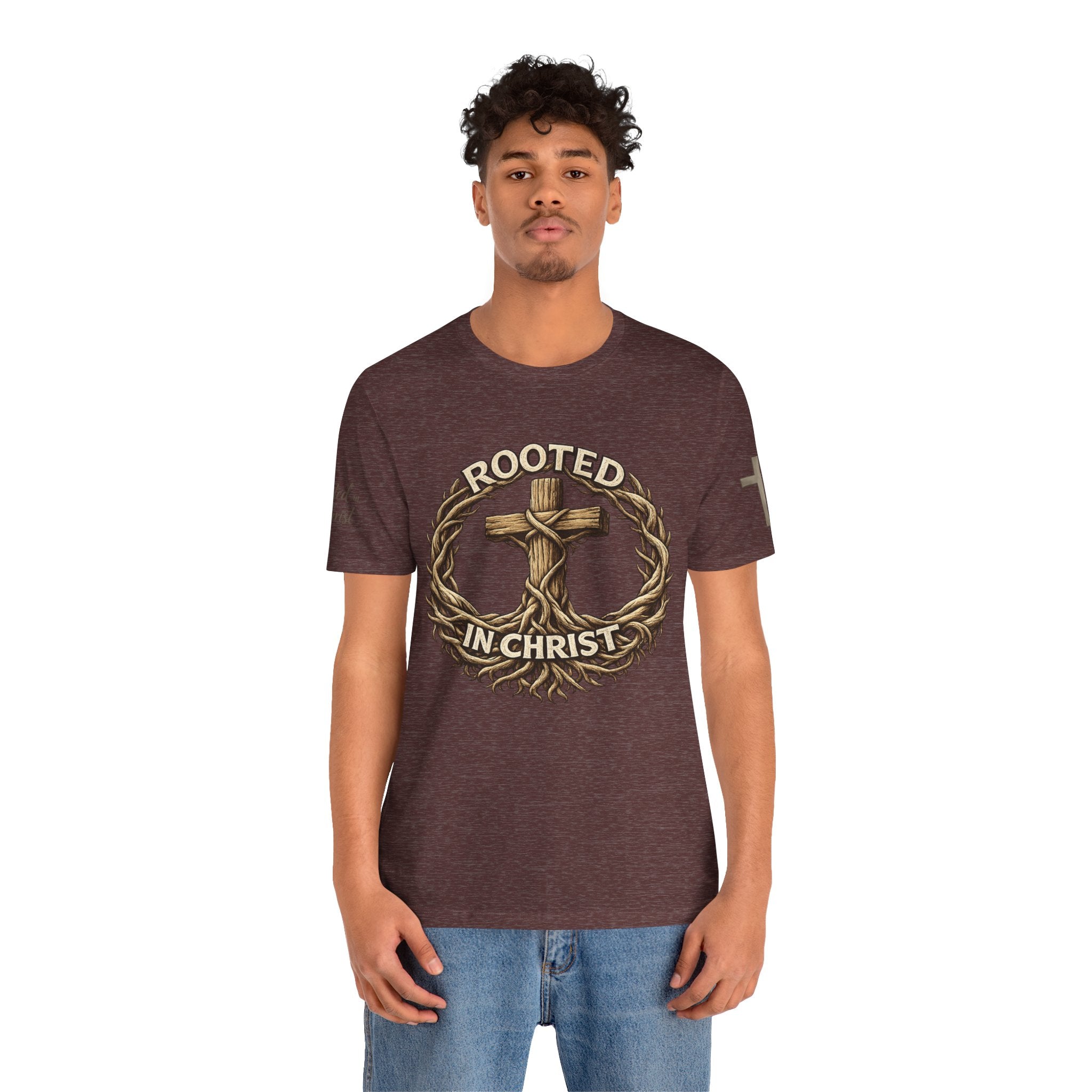 Rooted in Christ Cross Tee — Christian Faith T-Shirt