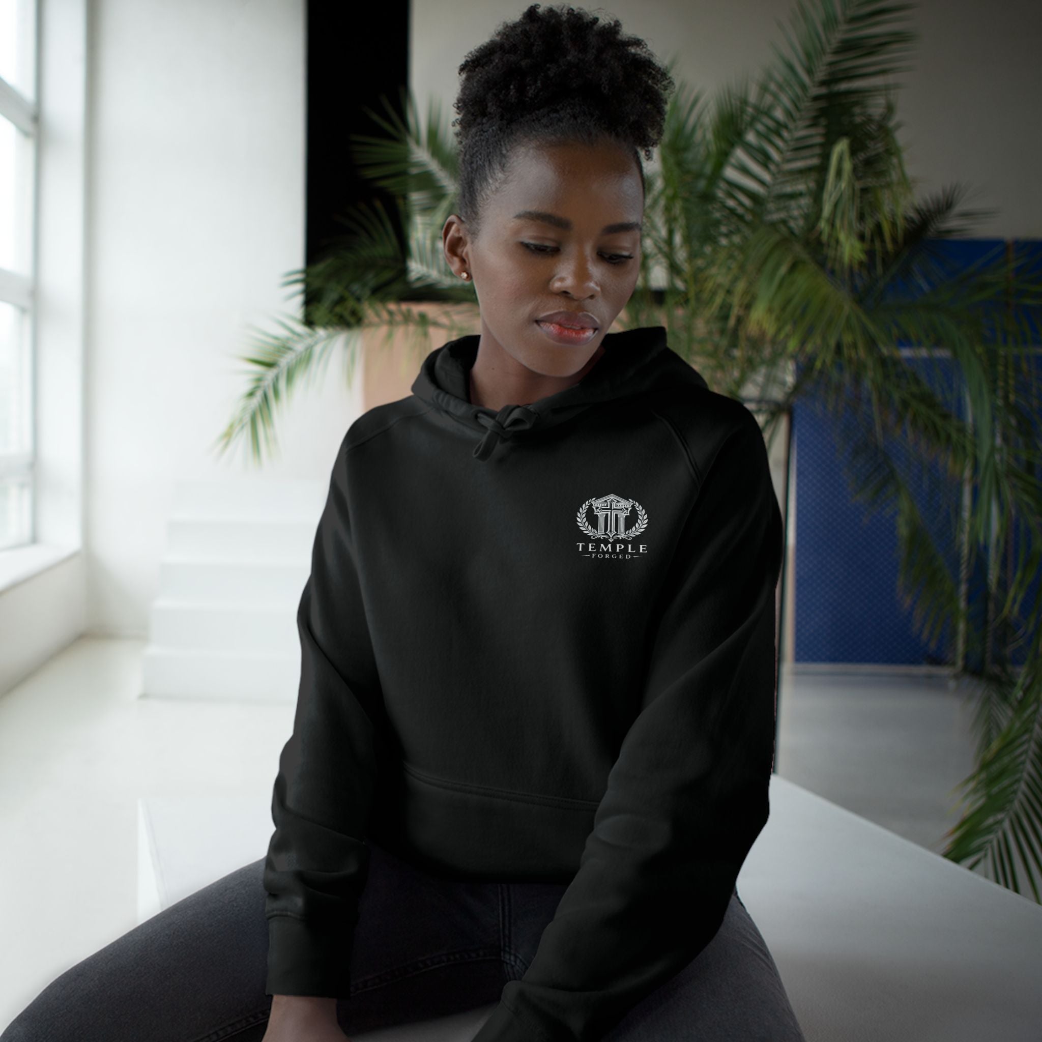 No Weapon Formed Against Me Hoodie — Black Logo Angel Back Graphic
