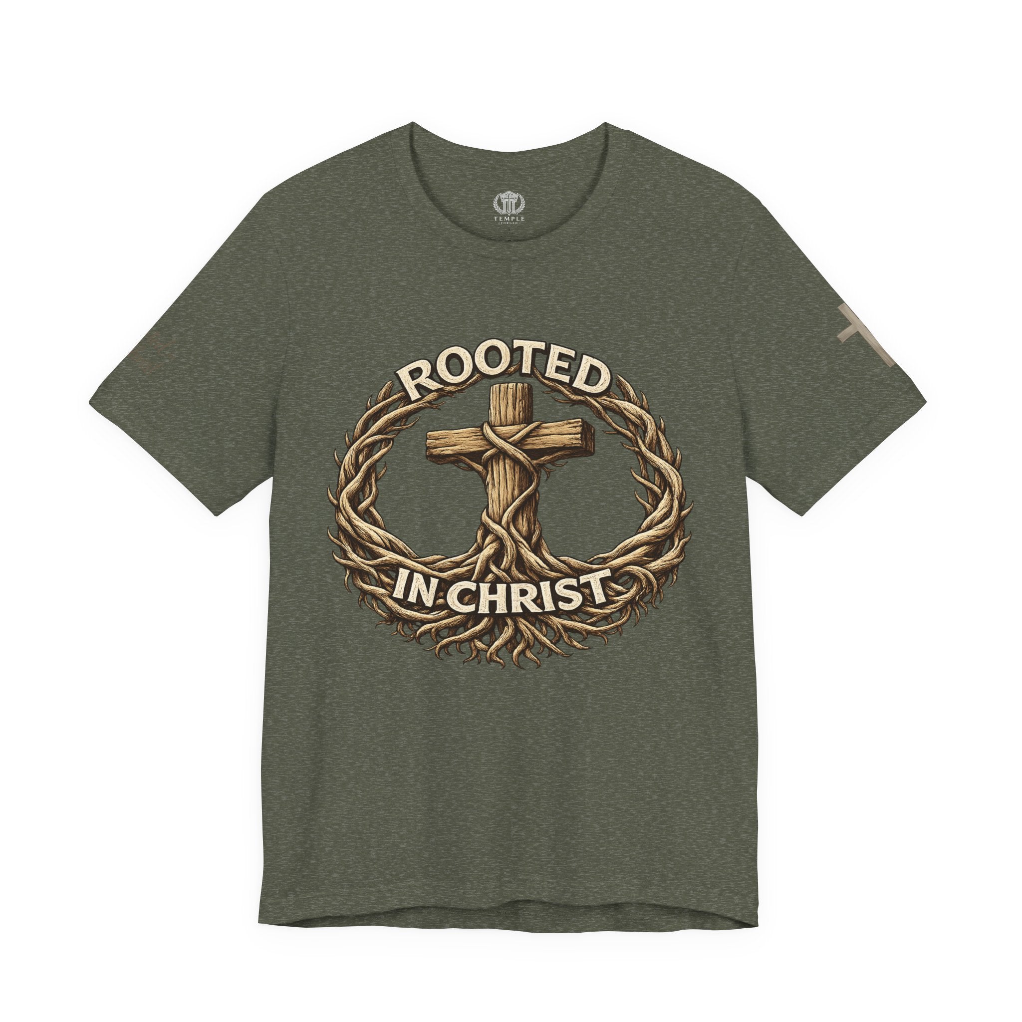 Rooted in Christ Cross Tee — Christian Faith T-Shirt