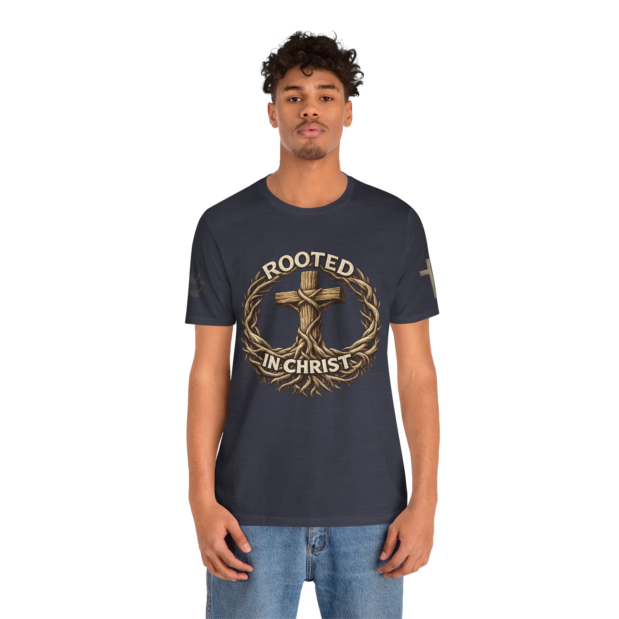 Rooted in Christ Cross Tee — Christian Faith T-Shirt