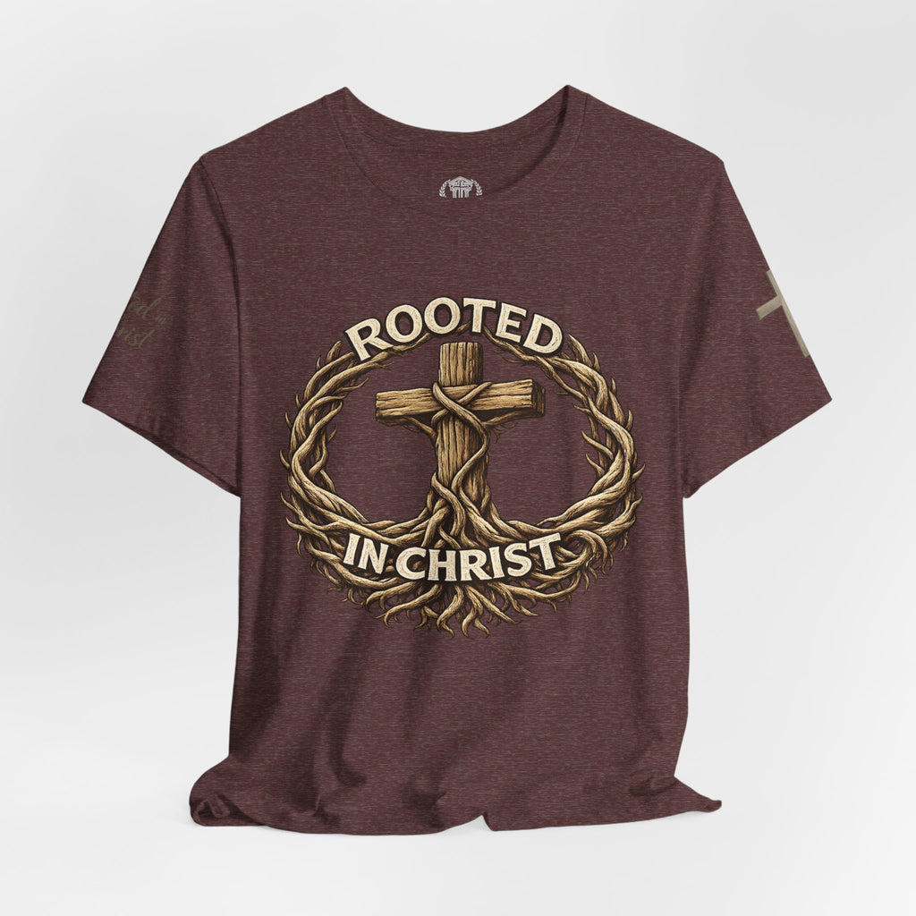 Rooted in Christ Cross Tee — Christian Faith T-Shirt