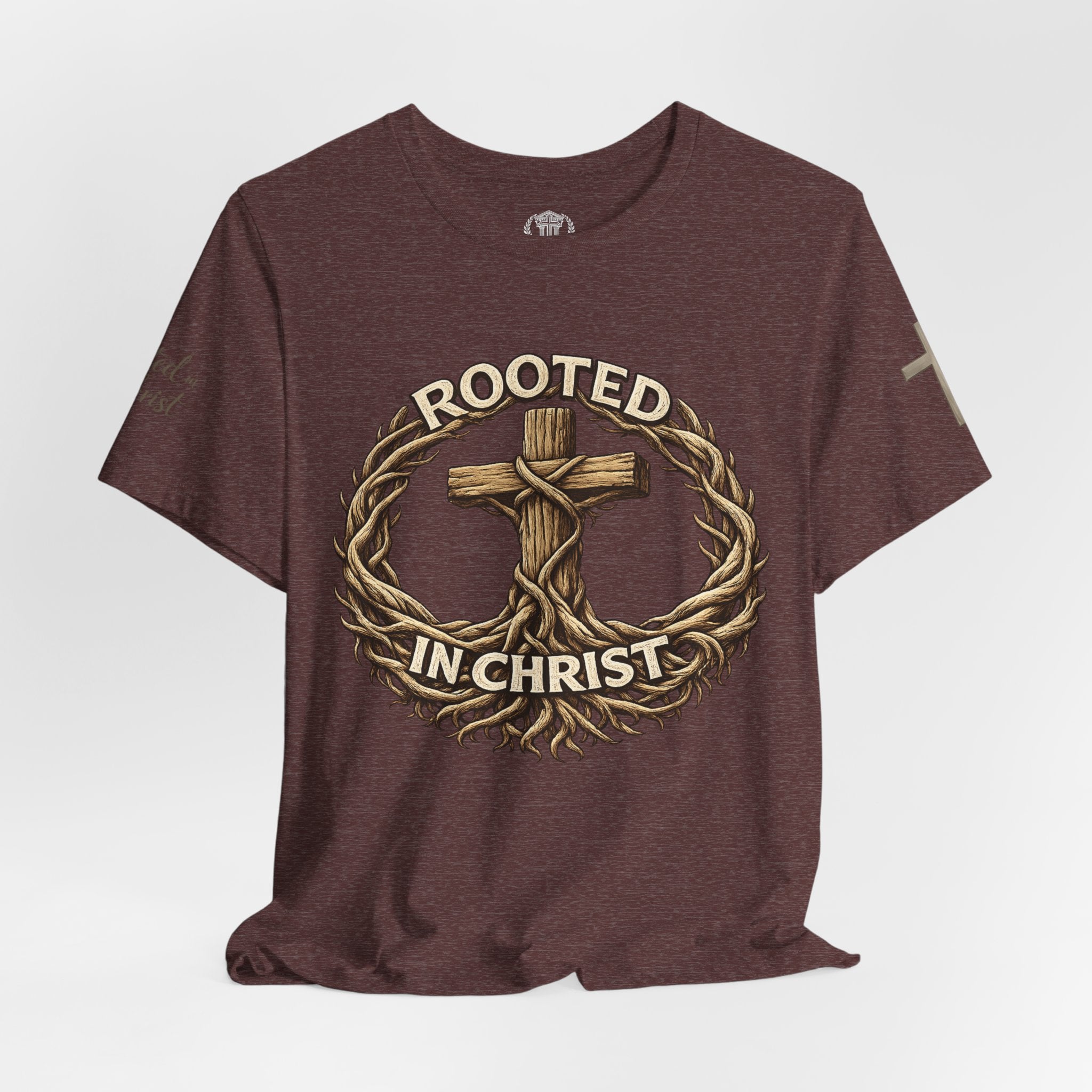 Rooted in Christ Cross Tee — Christian Faith T-Shirt