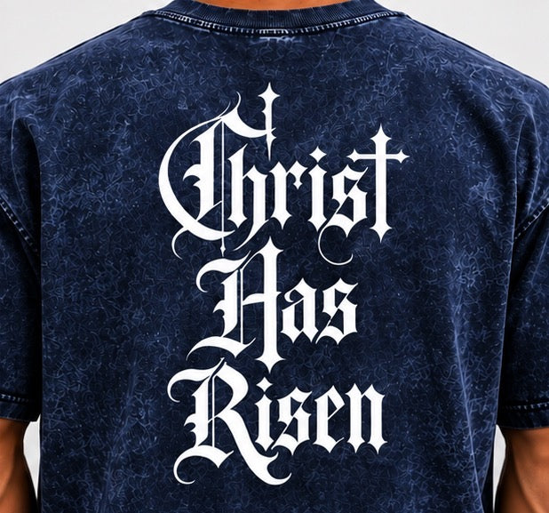 “Christ has risen” Mineral Wash Boxy Cotton T-Shirt