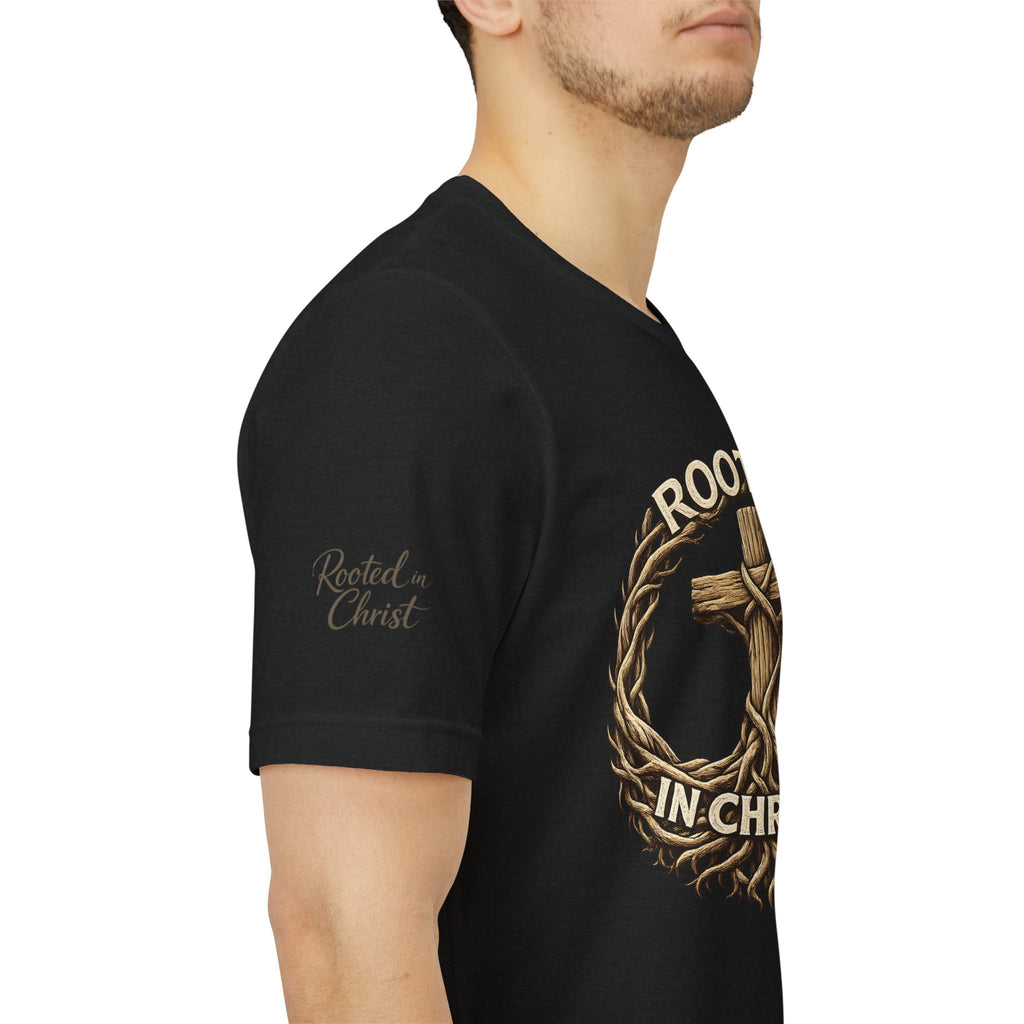 Rooted in Christ Cross Tee — Christian Faith T-Shirt