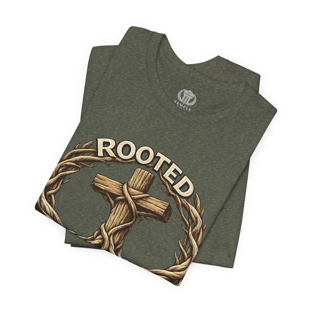 Rooted in Christ Cross Tee — Christian Faith T-Shirt