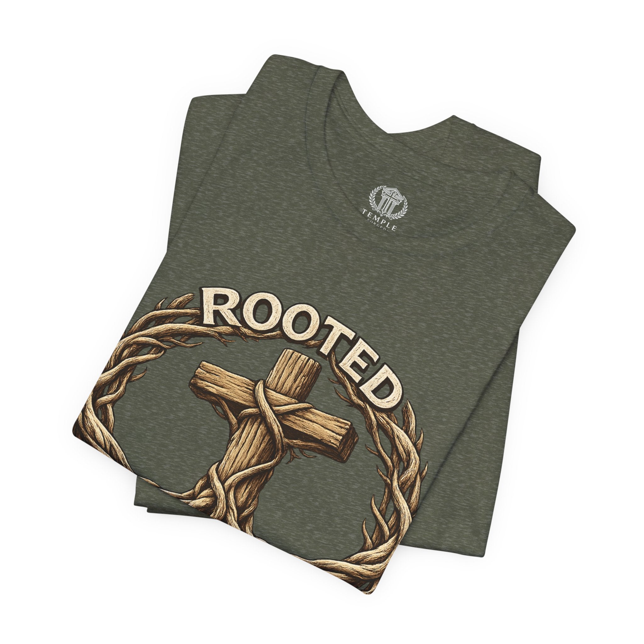 Rooted in Christ Cross Tee — Christian Faith T-Shirt