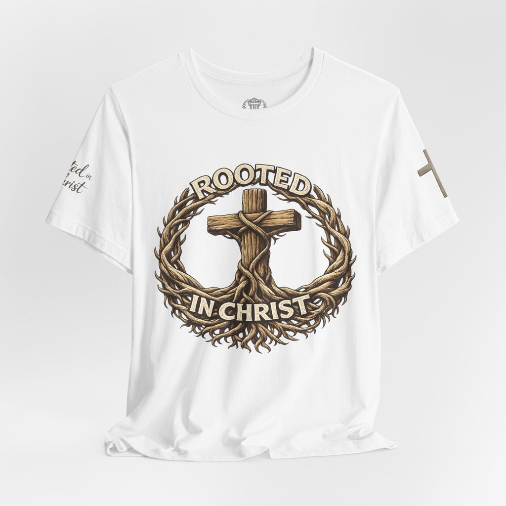 Rooted in Christ Cross Tee — Christian Faith T-Shirt
