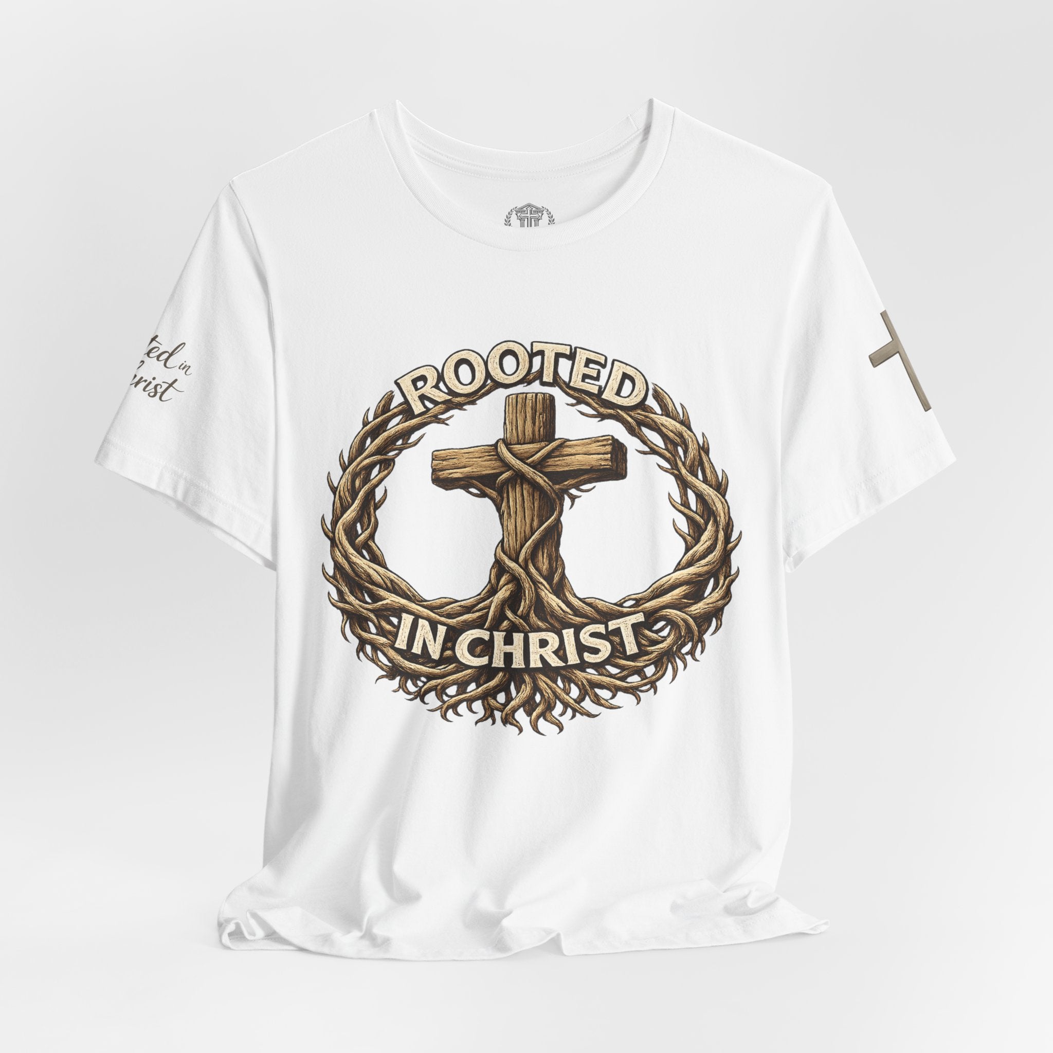 Rooted in Christ Cross Tee — Christian Faith T-Shirt