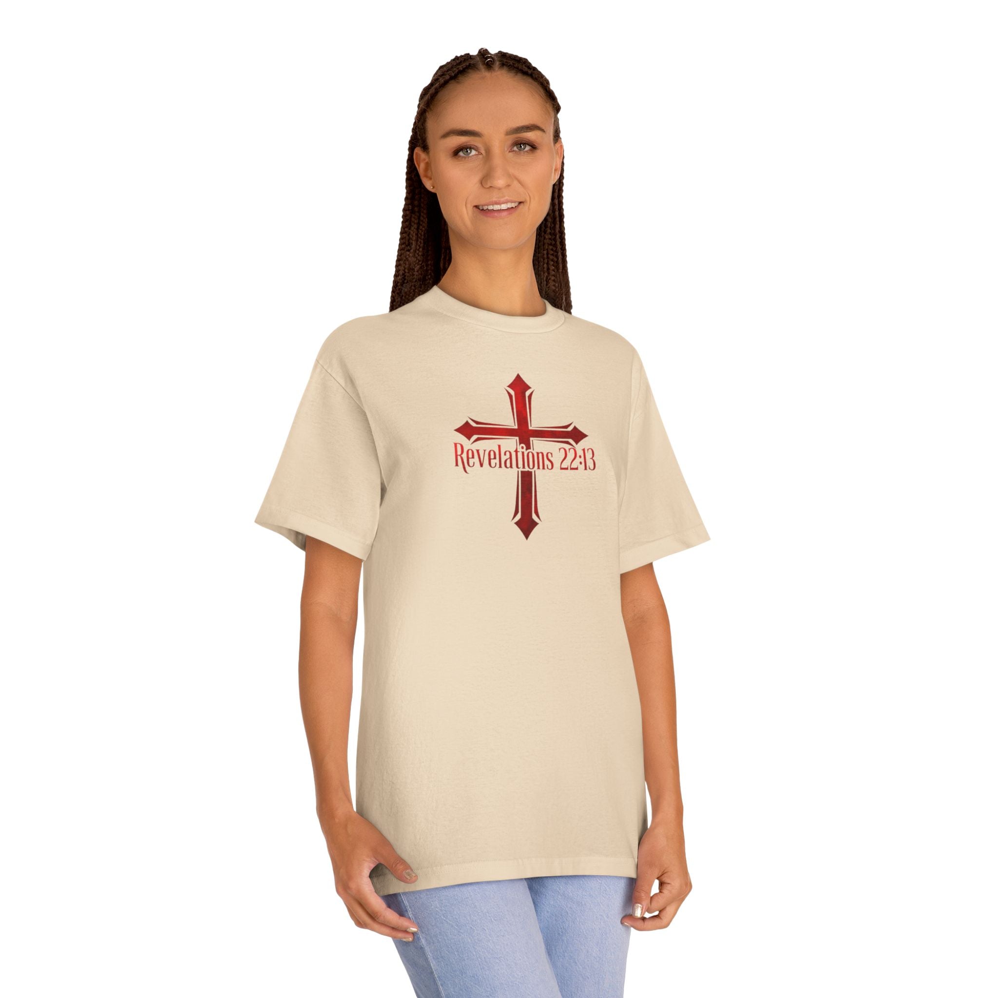 Revelations 22:13 Cross Tee — Revelations Knight Christian Graphic T-Shirt
