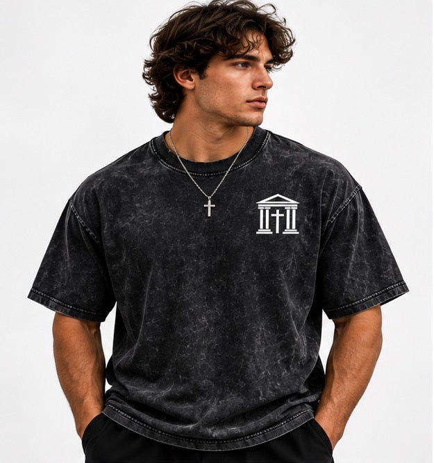 “Christ has risen” Mineral Wash Boxy Cotton T-Shirt