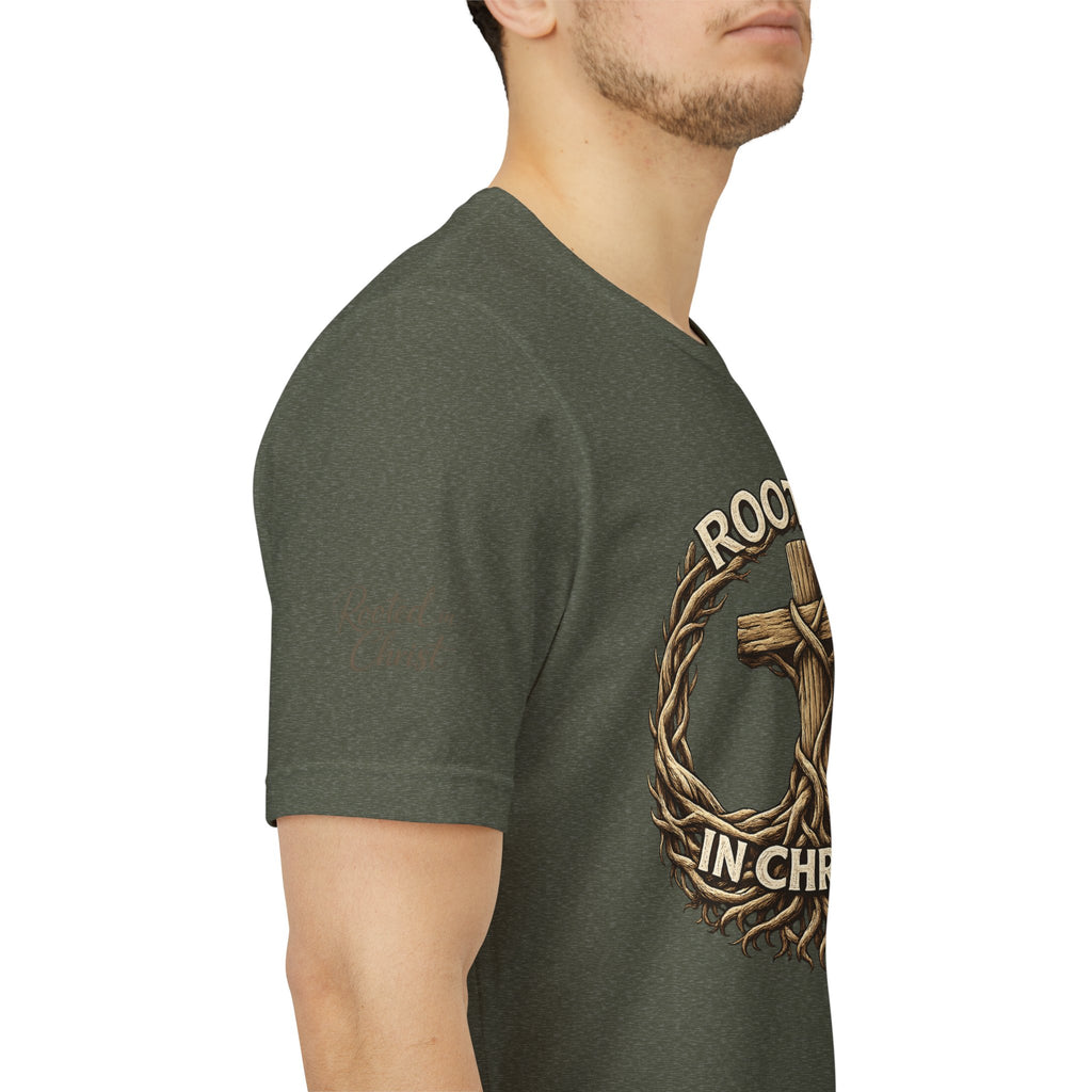 Rooted in Christ Cross Tee — Christian Faith T-Shirt