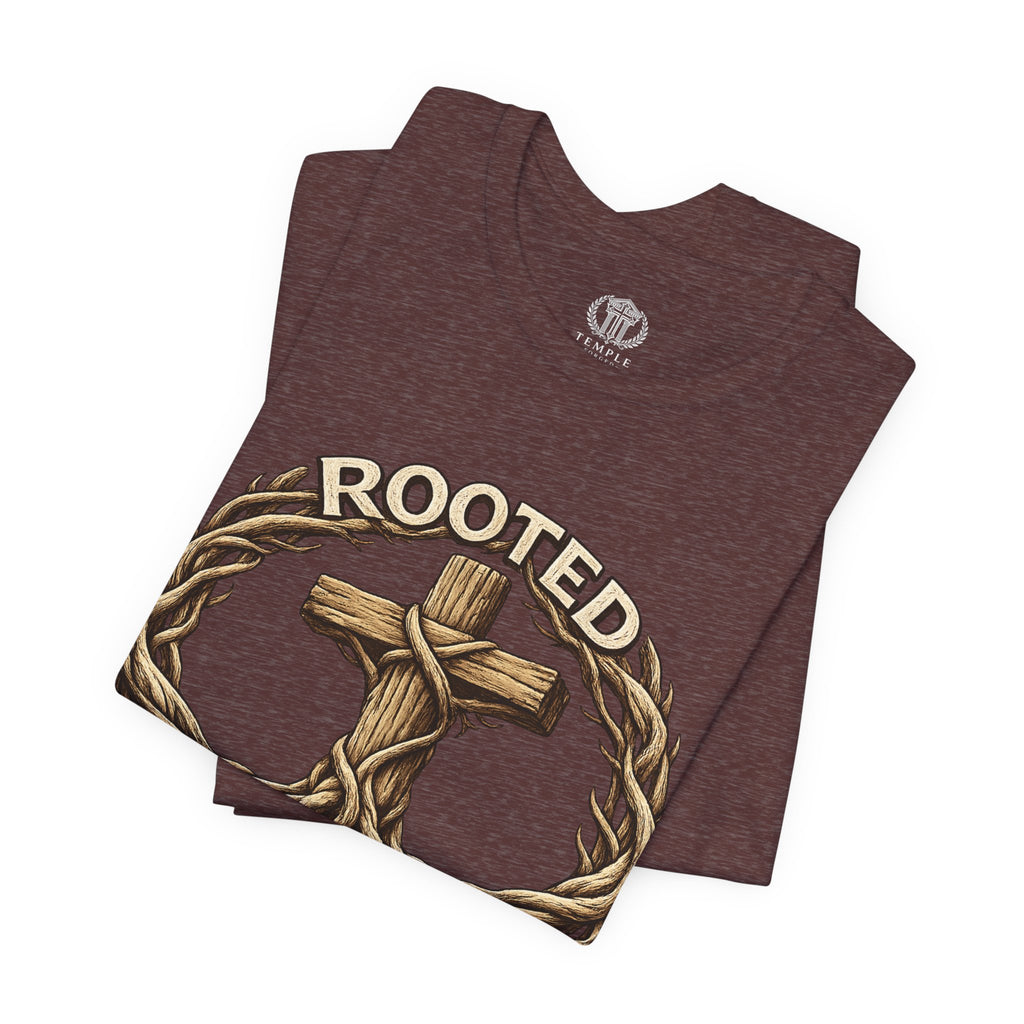 Rooted in Christ Cross Tee — Christian Faith T-Shirt