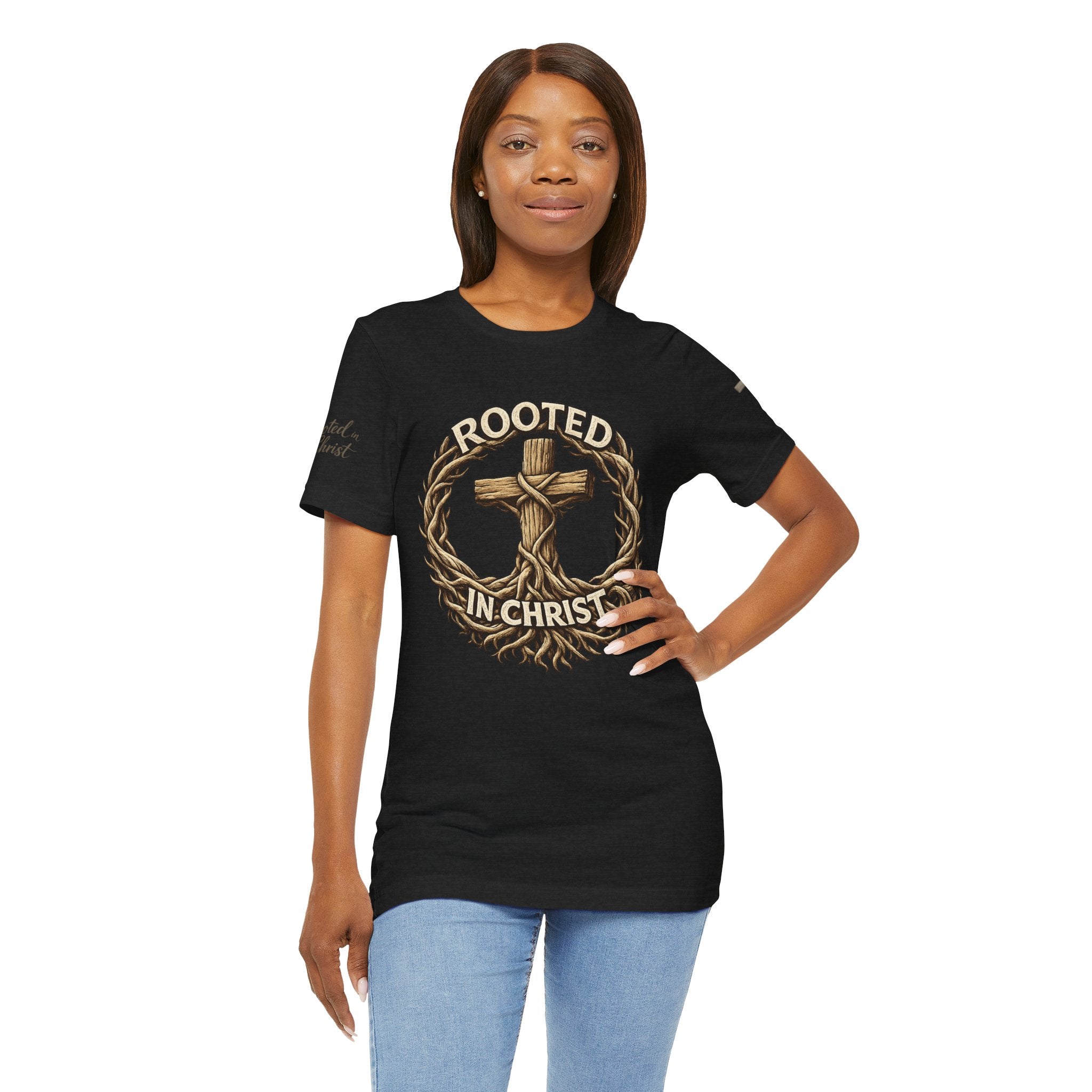 Rooted in Christ Cross Tee — Christian Faith T-Shirt