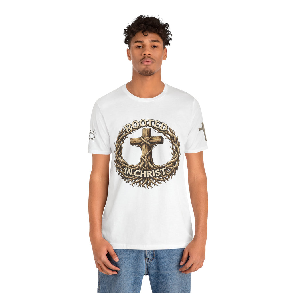 Rooted in Christ Cross Tee — Christian Faith T-Shirt