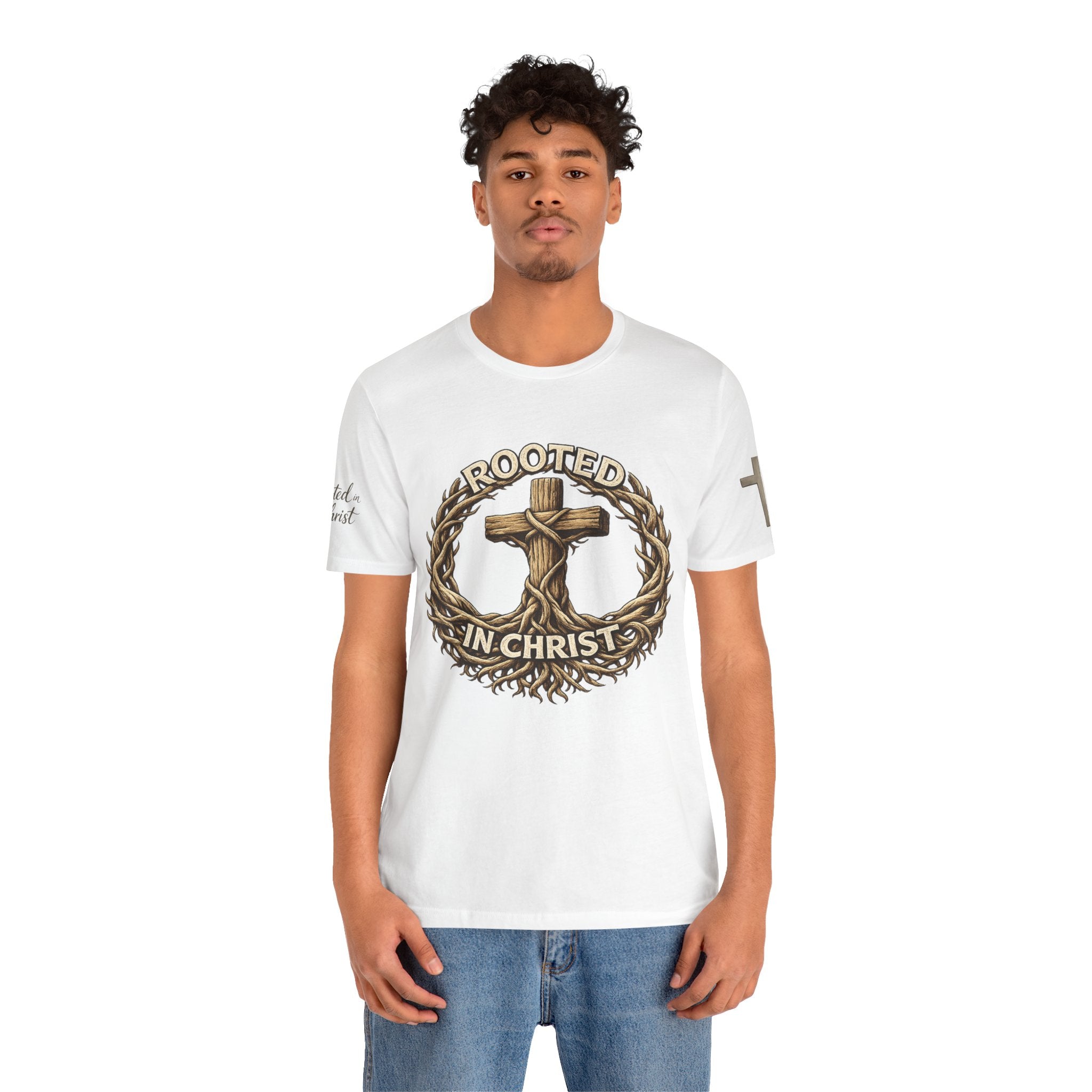 Rooted in Christ Cross Tee — Christian Faith T-Shirt