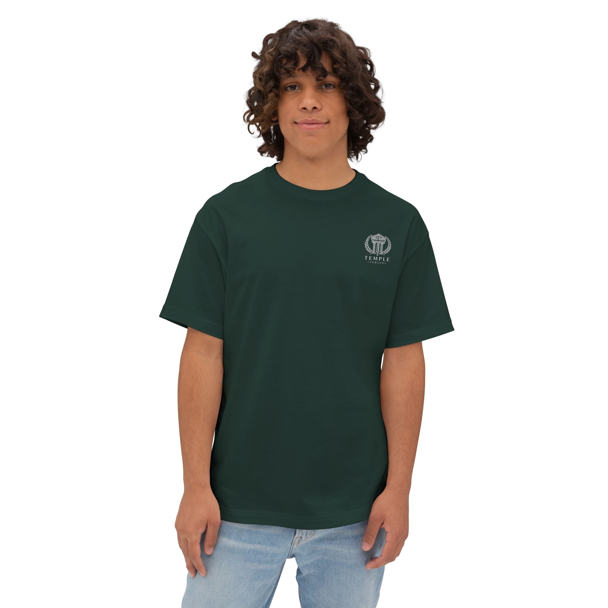 Faith Over Fear Tee — Cross & Lion Logo Oversized Boxy Shirt