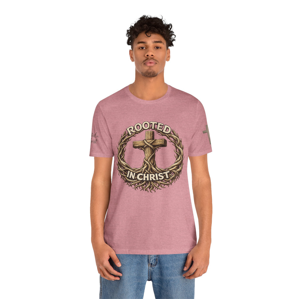 Rooted in Christ Cross Tee — Christian Faith T-Shirt