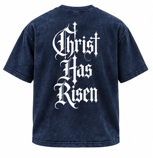 “Christ has risen” Mineral Wash Boxy Cotton T-Shirt