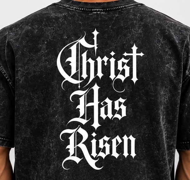 “Christ has risen” Mineral Wash Boxy Cotton T-Shirt