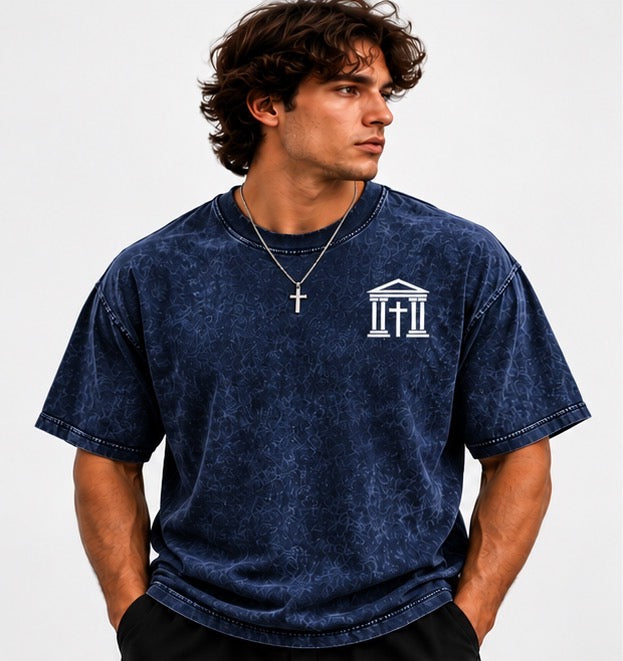 “Christ has risen” Mineral Wash Boxy Cotton T-Shirt