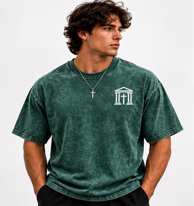 “Christ has risen” Mineral Wash Boxy Cotton T-Shirt